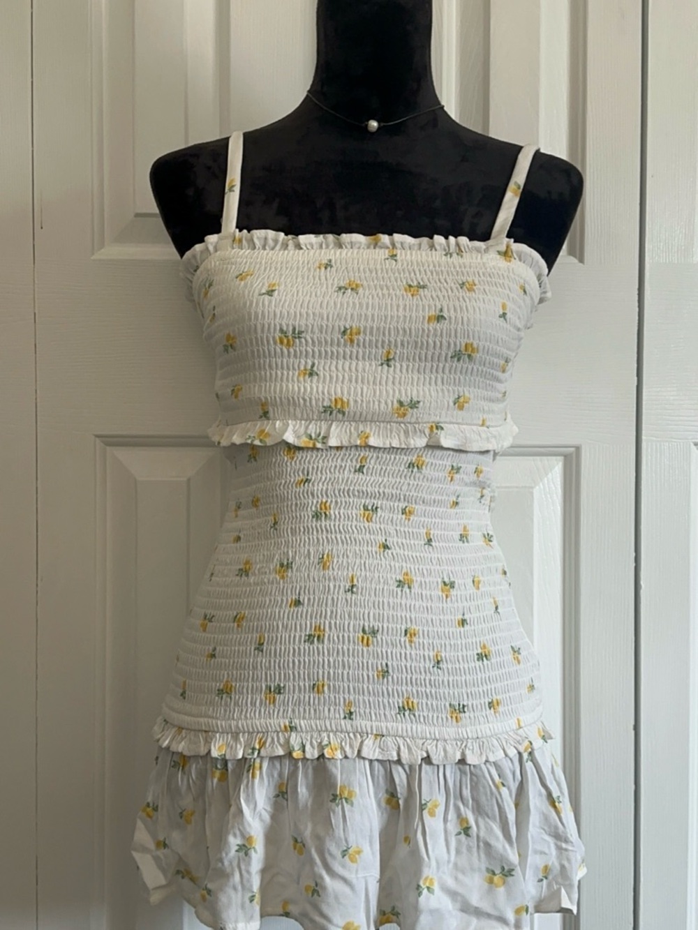 Hollister White Mini Dress with Yellow Floral Print
